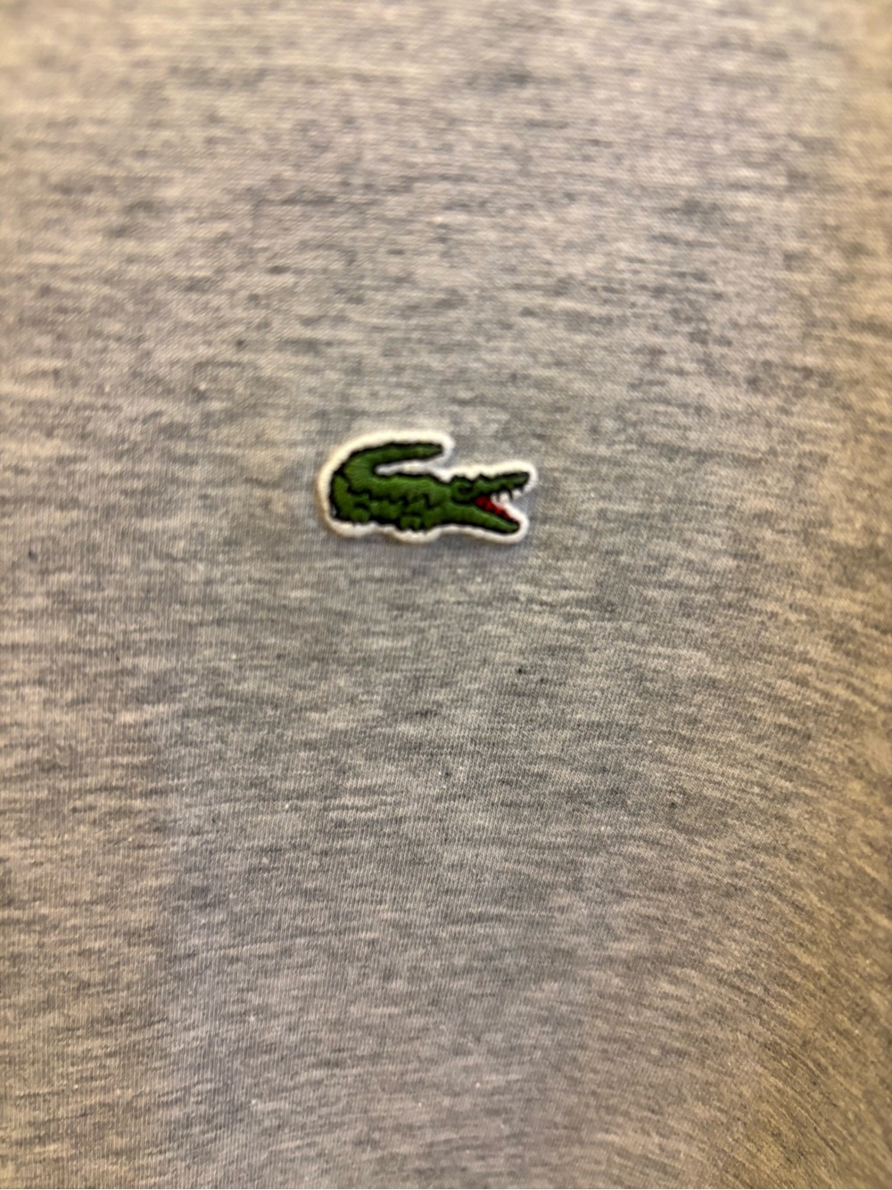 Lacoste Men's Gray V-Neck Short Sleeve Tee with Green Croc - Picture 4 of 4